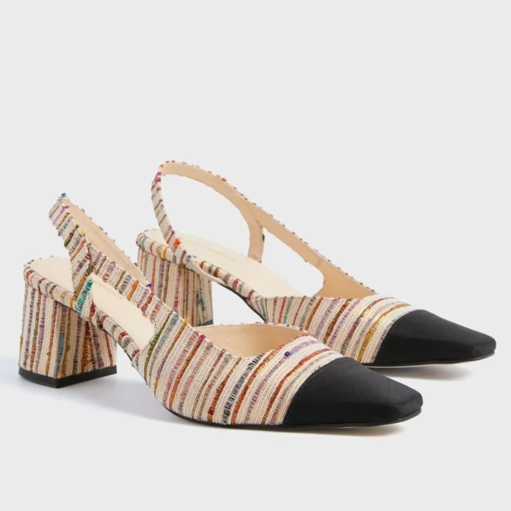 Tuckernuck Multi Tweed Tinsley Slingback Heels New in Box size 9.5